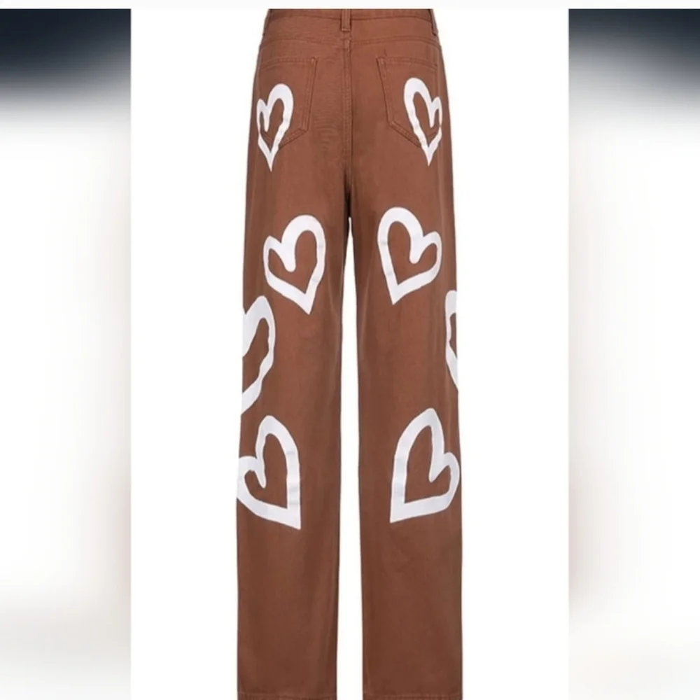 Brown Heart Patterned Men's Pants